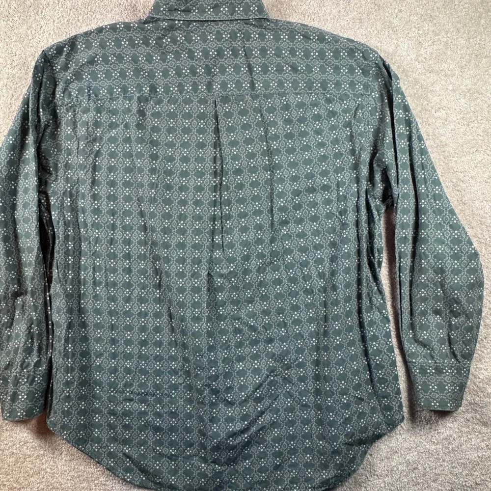 Banana Republic Mens Large Green Geometric Floral Cotton Button Down Shirt Large